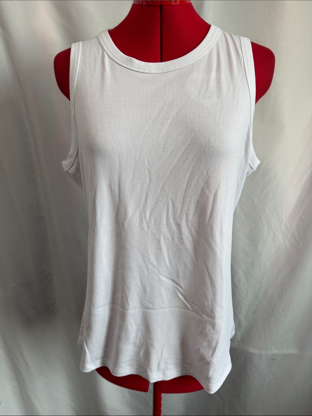 Classic White Ribbed Tank Top - Women's Sleeveless Tee